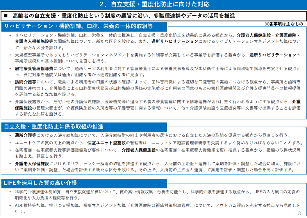 自立支援・重度化防止に向けた対応